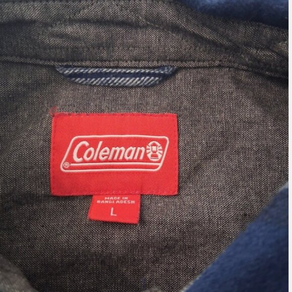 Coleman Shirt Mens Large Plaid Flannel Blue Gray Button Up Outdoor Workwear - Picture 4 of 10
